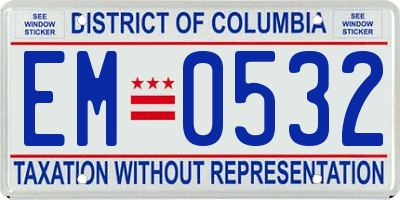DC license plate EM0532