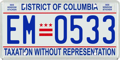 DC license plate EM0533