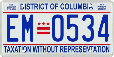DC license plate EM0534