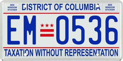 DC license plate EM0536