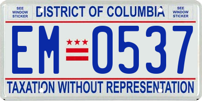 DC license plate EM0537