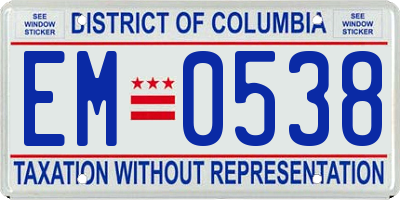 DC license plate EM0538