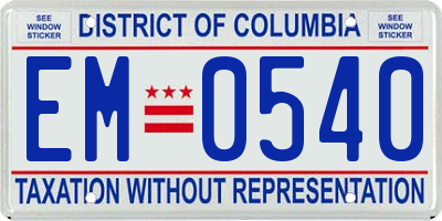 DC license plate EM0540