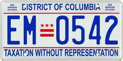 DC license plate EM0542