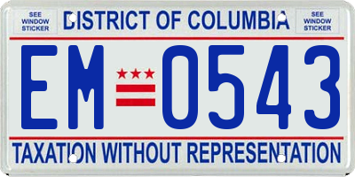 DC license plate EM0543