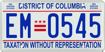 DC license plate EM0545