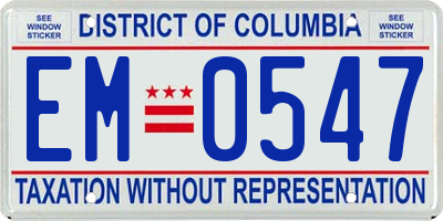 DC license plate EM0547
