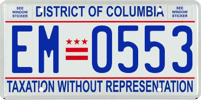 DC license plate EM0553