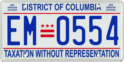 DC license plate EM0554