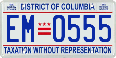 DC license plate EM0555