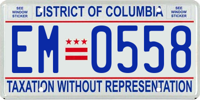 DC license plate EM0558