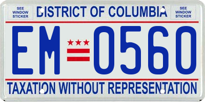 DC license plate EM0560