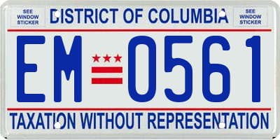 DC license plate EM0561