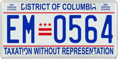 DC license plate EM0564