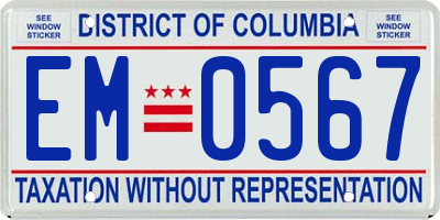 DC license plate EM0567