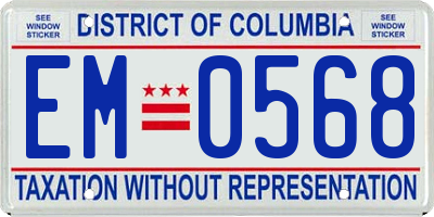 DC license plate EM0568