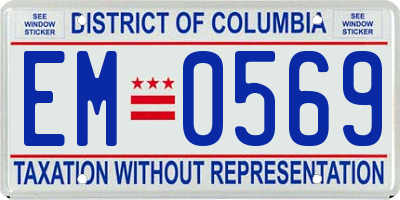 DC license plate EM0569
