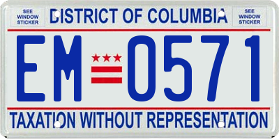 DC license plate EM0571