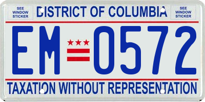 DC license plate EM0572