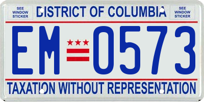 DC license plate EM0573