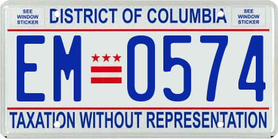 DC license plate EM0574