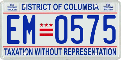 DC license plate EM0575