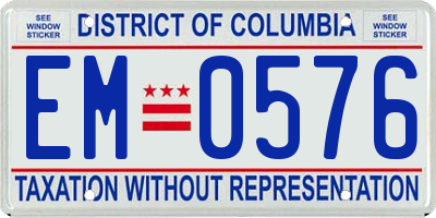 DC license plate EM0576