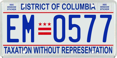 DC license plate EM0577