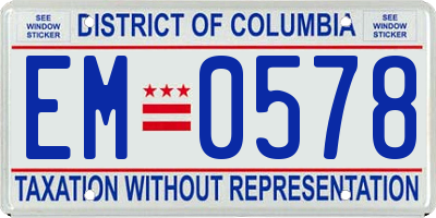 DC license plate EM0578