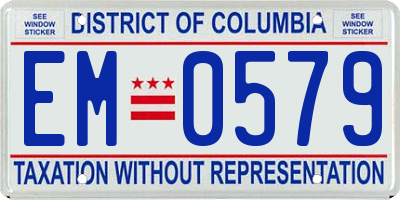 DC license plate EM0579