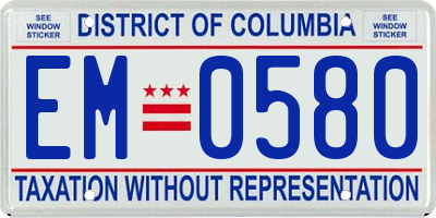 DC license plate EM0580