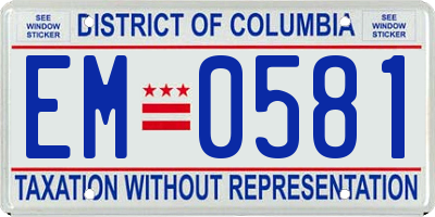 DC license plate EM0581