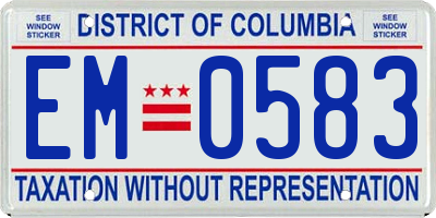 DC license plate EM0583