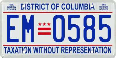 DC license plate EM0585