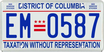 DC license plate EM0587