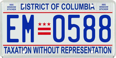 DC license plate EM0588