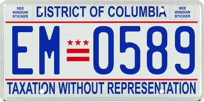DC license plate EM0589