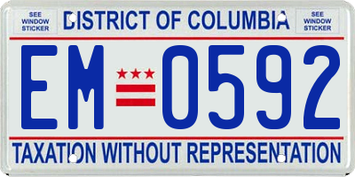 DC license plate EM0592