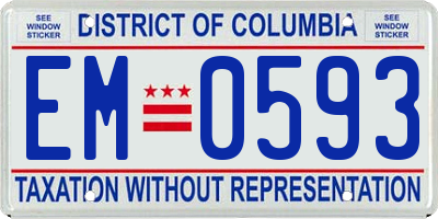 DC license plate EM0593