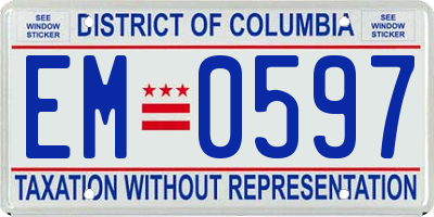 DC license plate EM0597