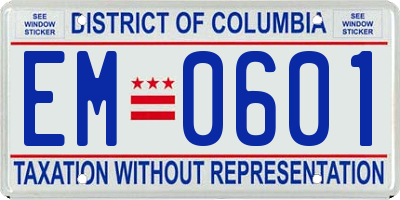 DC license plate EM0601