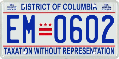 DC license plate EM0602