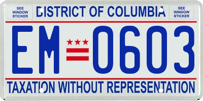 DC license plate EM0603