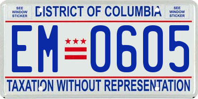 DC license plate EM0605