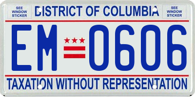 DC license plate EM0606