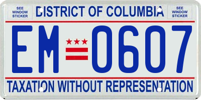 DC license plate EM0607