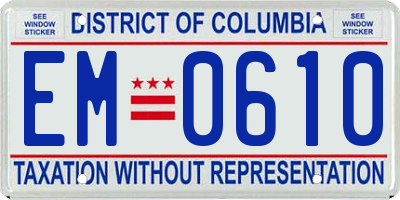 DC license plate EM0610