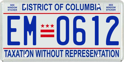 DC license plate EM0612