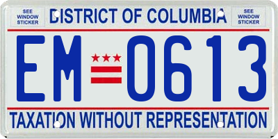 DC license plate EM0613