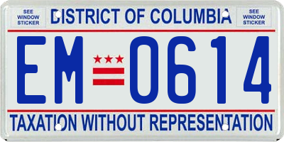DC license plate EM0614